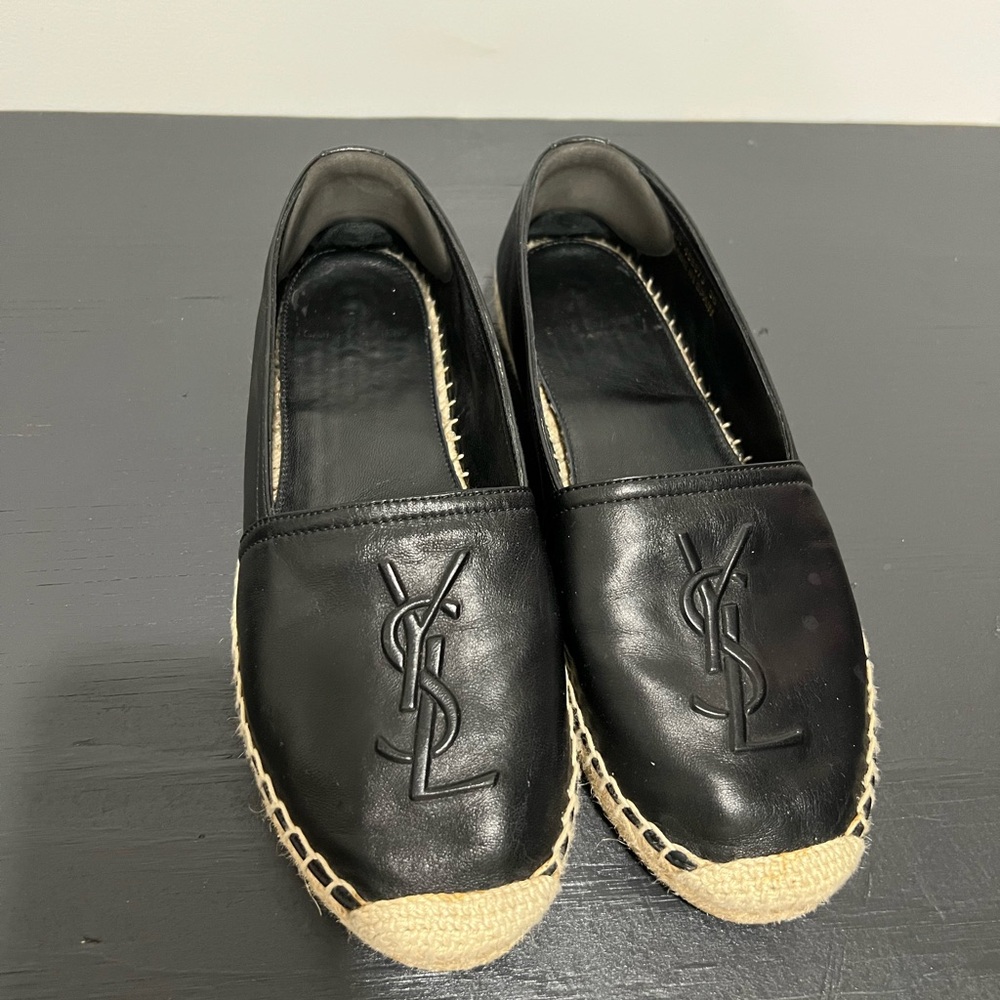 Authentic Saint Laurent Black and Tan Espadrilles